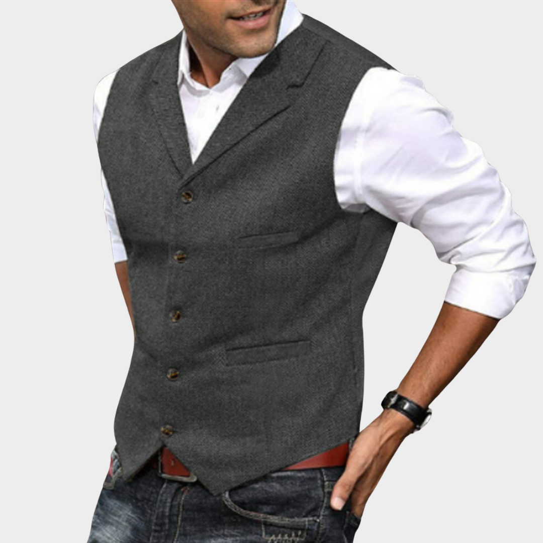 Gilet Homme Gris Mélangé, Style Casual