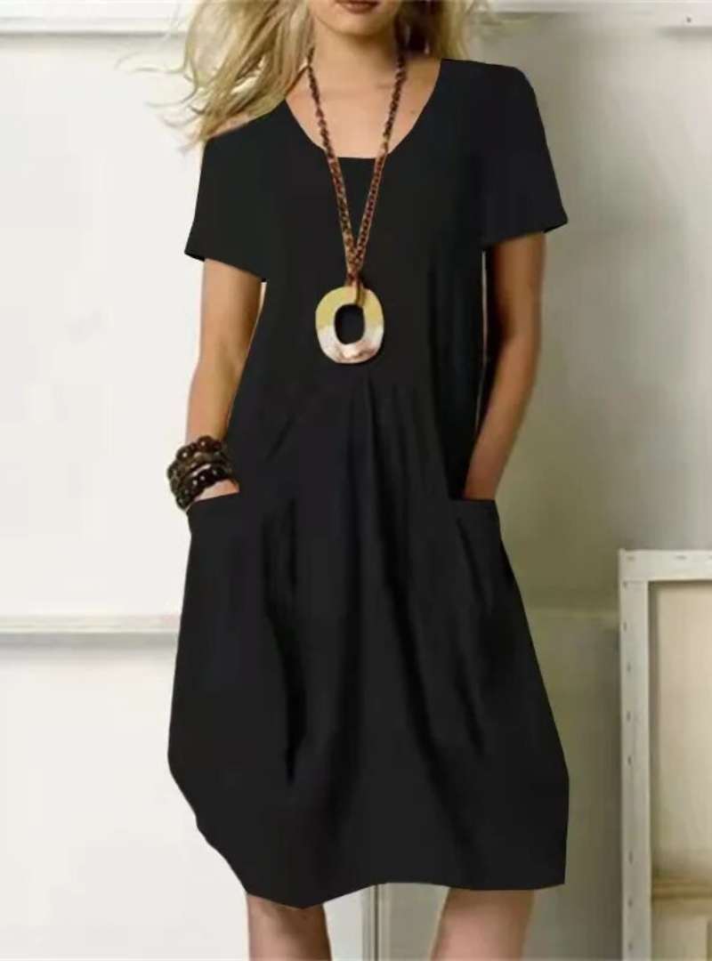 Robe Été Femme Corail à Manches Courtes