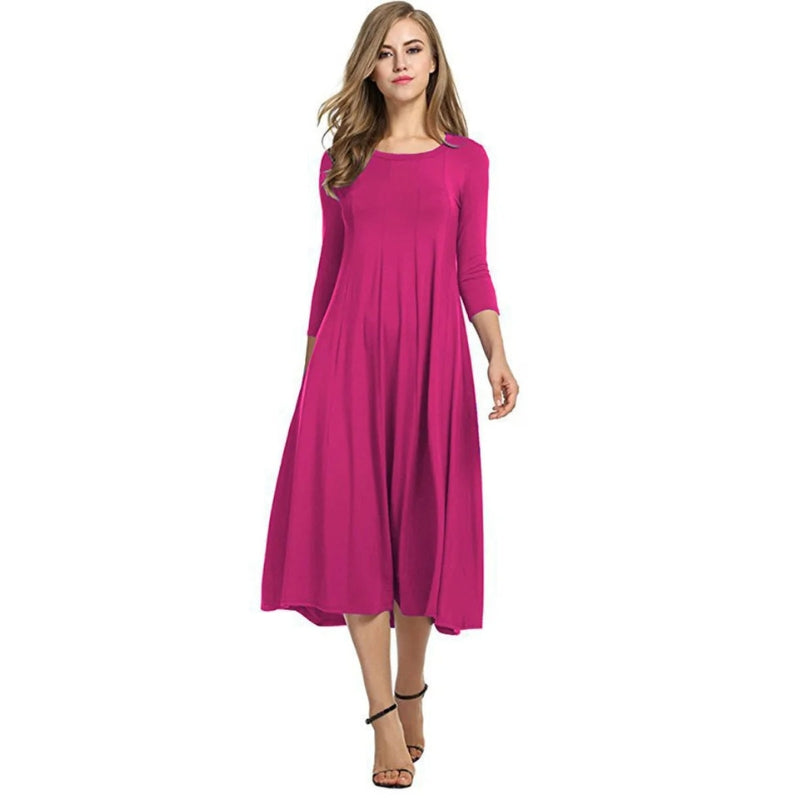 Robe Femme Élégante Mi-Longue Taille Parfaite