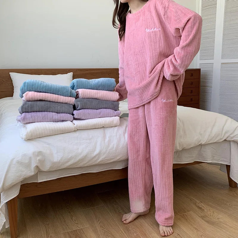 Pyjama Femme Hiver Confort avec Manches Longues