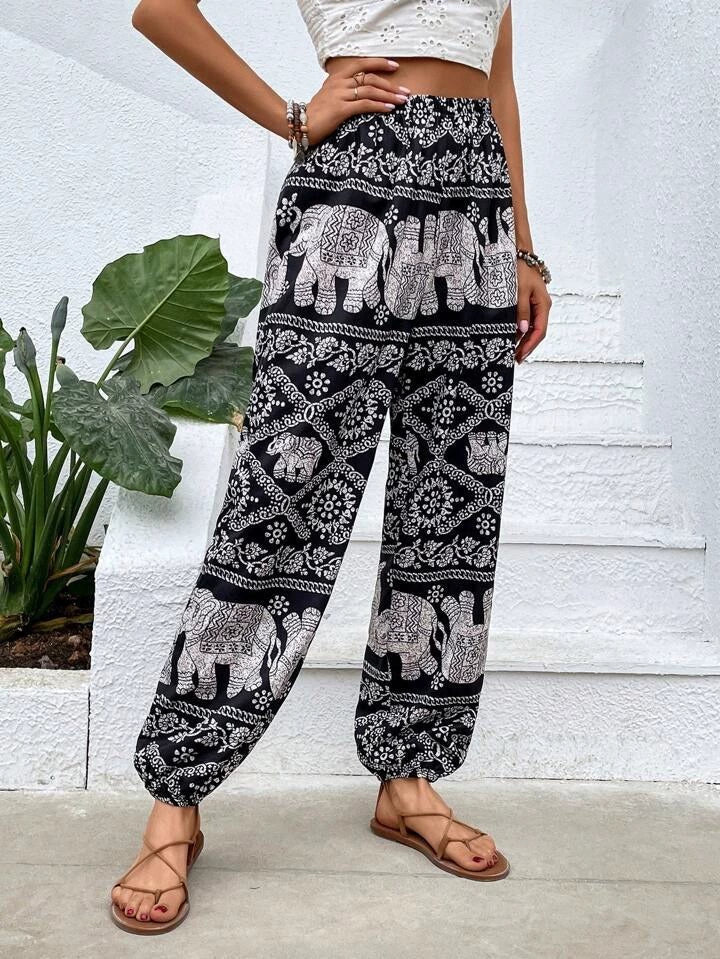 Pantalon Femme Noir Blanc Animé - LuxeStyle