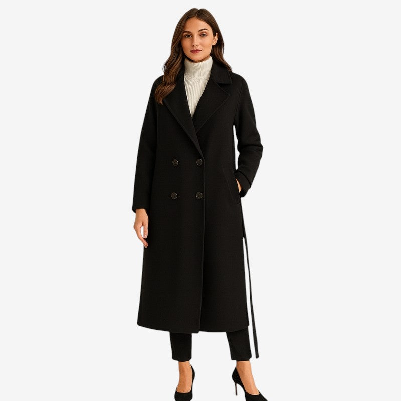 Manteau Femme Élégant à Ceinture et Poches