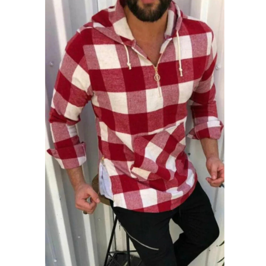 Chemise à capuche écossaise confortable à manches longues