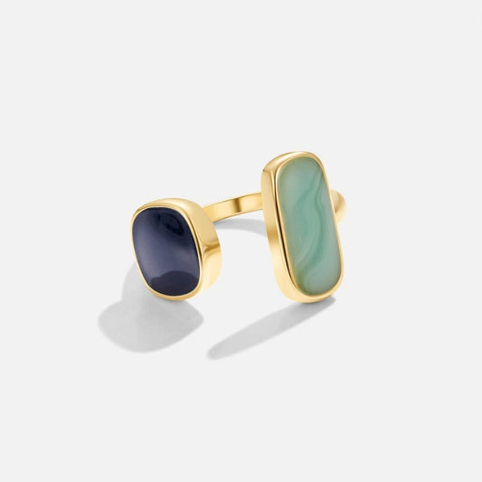 Bague Aigue-Marine Tendance avec Pierres Rectangulaires Brillantes - LuxeStyle
