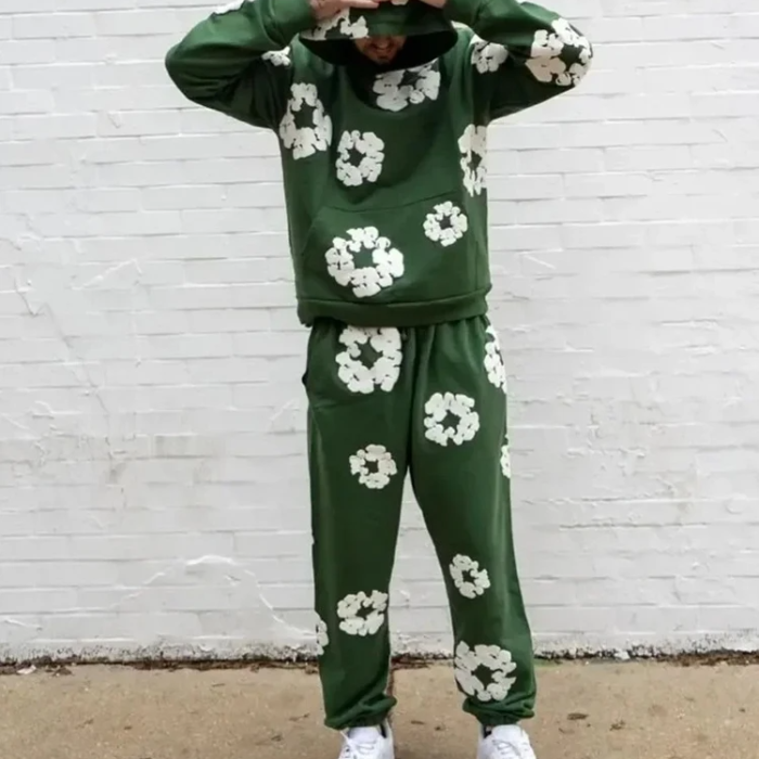 Caleb – Ensemble décontracté à capuche et pantalon fleuri