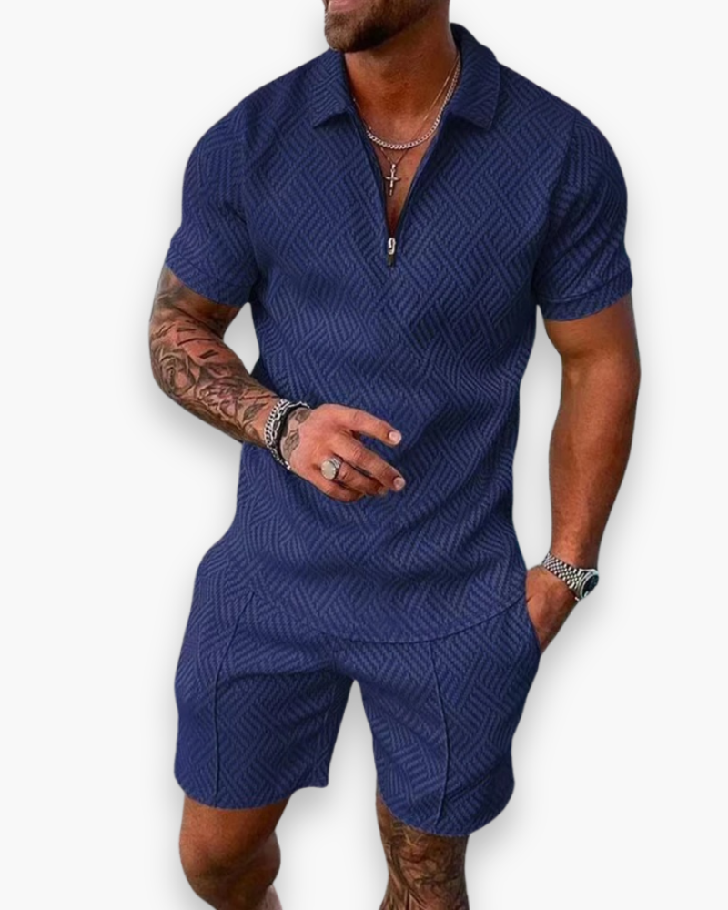 Tenue Homme Été Léger - Ensemble Polo et Short Décontracté