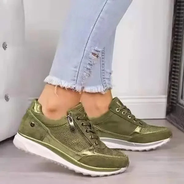 Baskets Femmes Grises à Fermeture Éclair