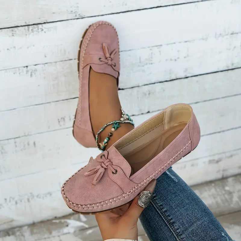 Mocassins Femmes Cuir Bleu Clair avec Nœuds Décoratifs