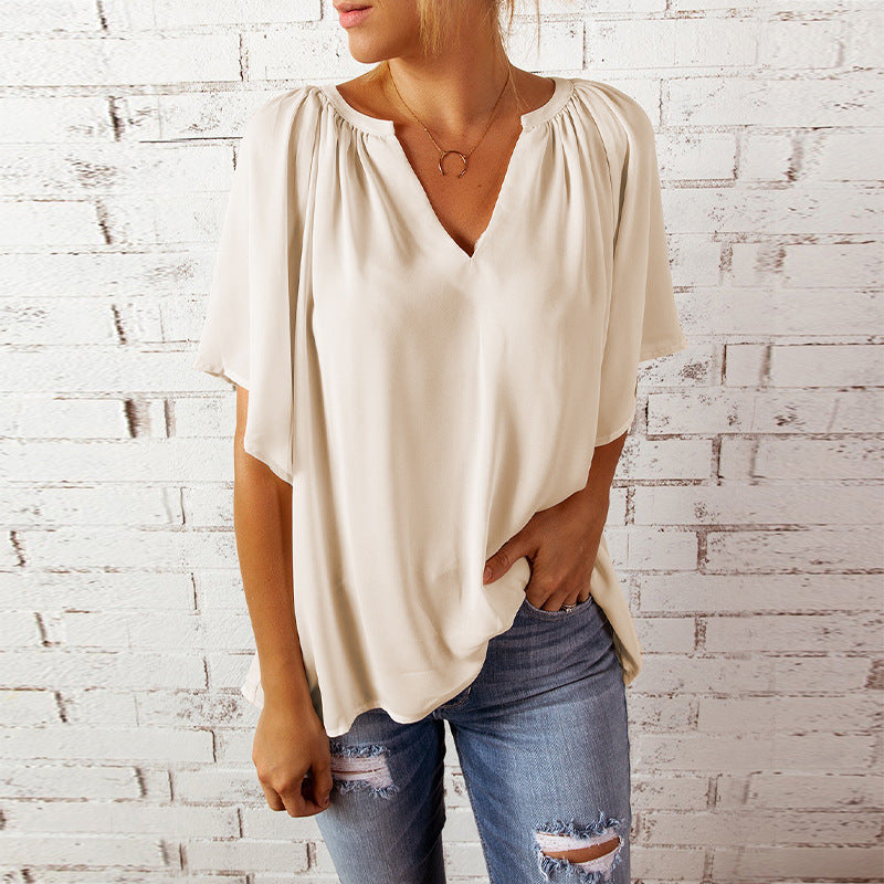 T-Shirt Féminin Décontracté - Haut Confortable à Manches Courtes - LuxeStyle