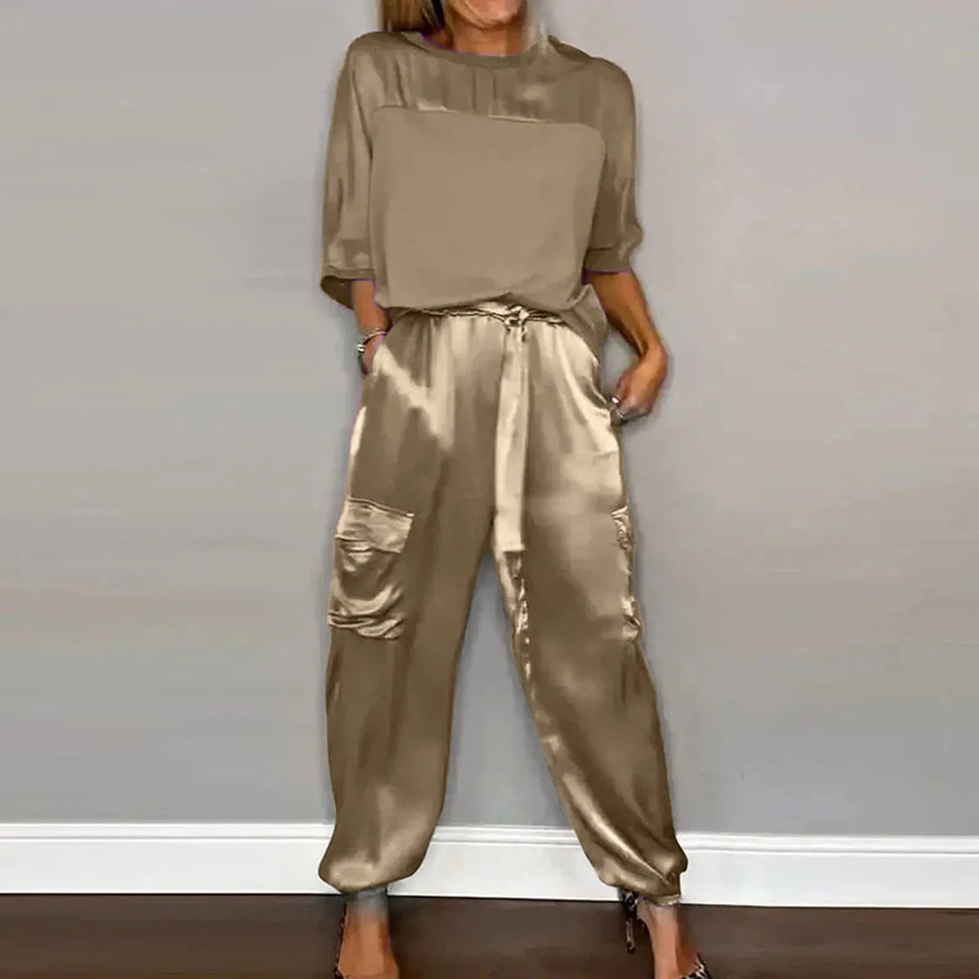 Sophia – Ensemble 2 pièces chic avec chemisier détendu et pantalon confortable - LuxeStyle