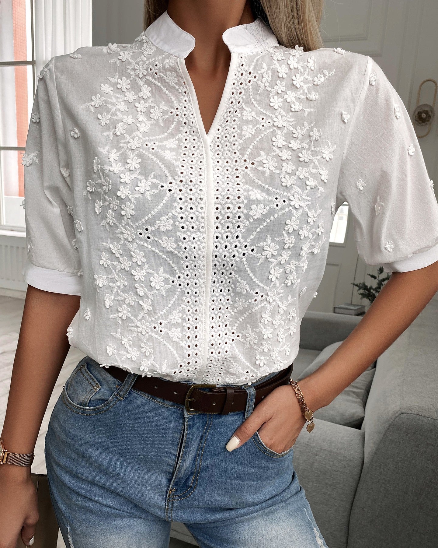 IzaChic™ – Chemisier Femme Chic Confortable en Coton et Polyester