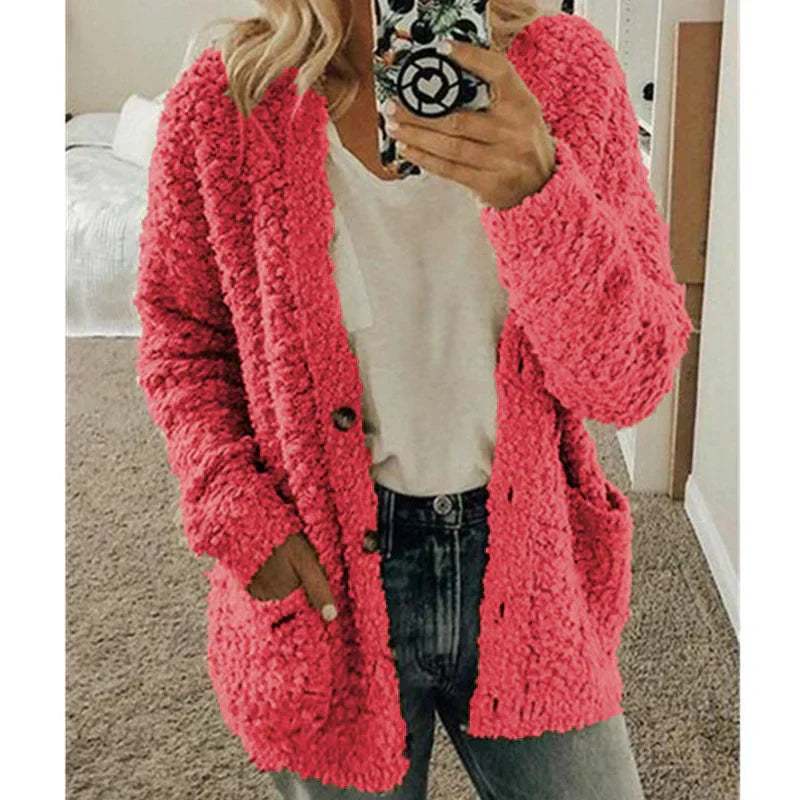 Veste douillette blanche femme poches boutons
