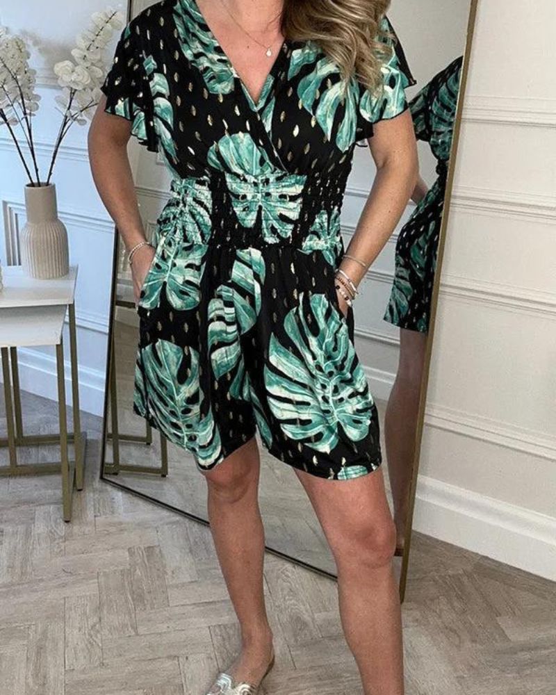 Short Femme Floral Élégant avec Poches pour Style Détendu