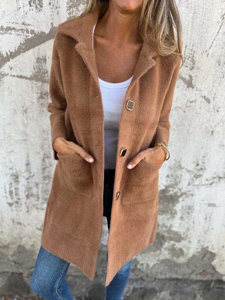 Manteau Femme Élégant Longueur Classique & Tissu Ultra Doux
