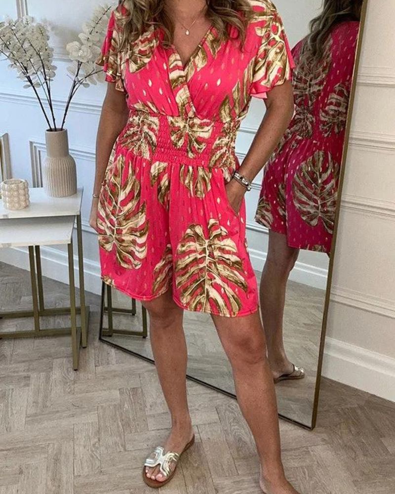 Short Femme Floral Élégant avec Poches pour Style Détendu