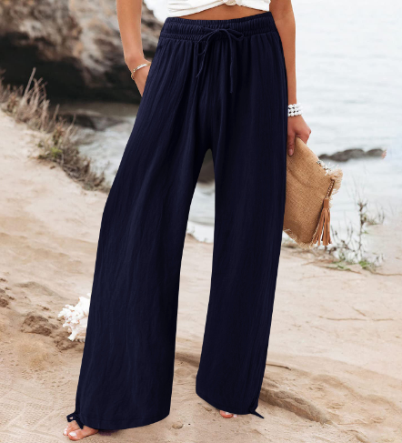 Pantalon lin léger femme beige été