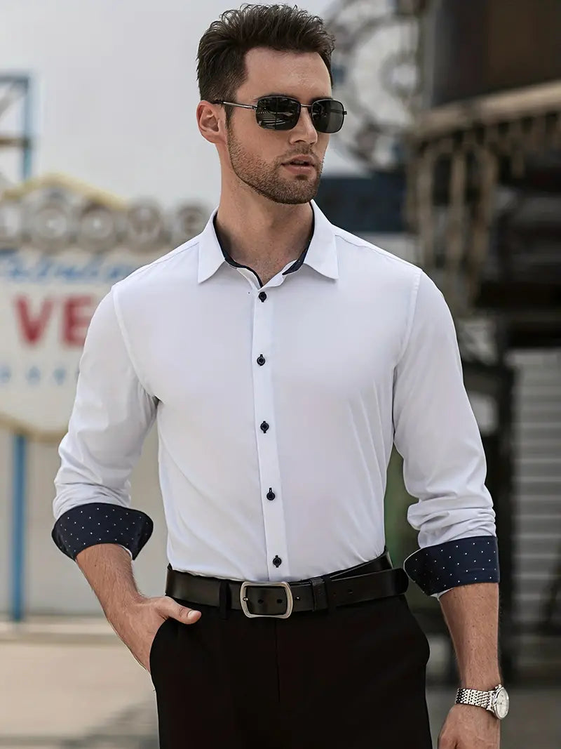 Chemise Homme Élégante Manches Longues pour Travail