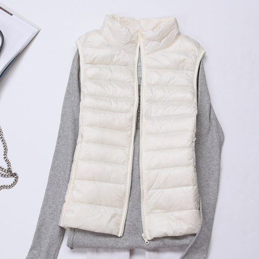 Gilet D'hiver Matelassé Avec Fermeture Éclair Pour Femme | Sans Manches