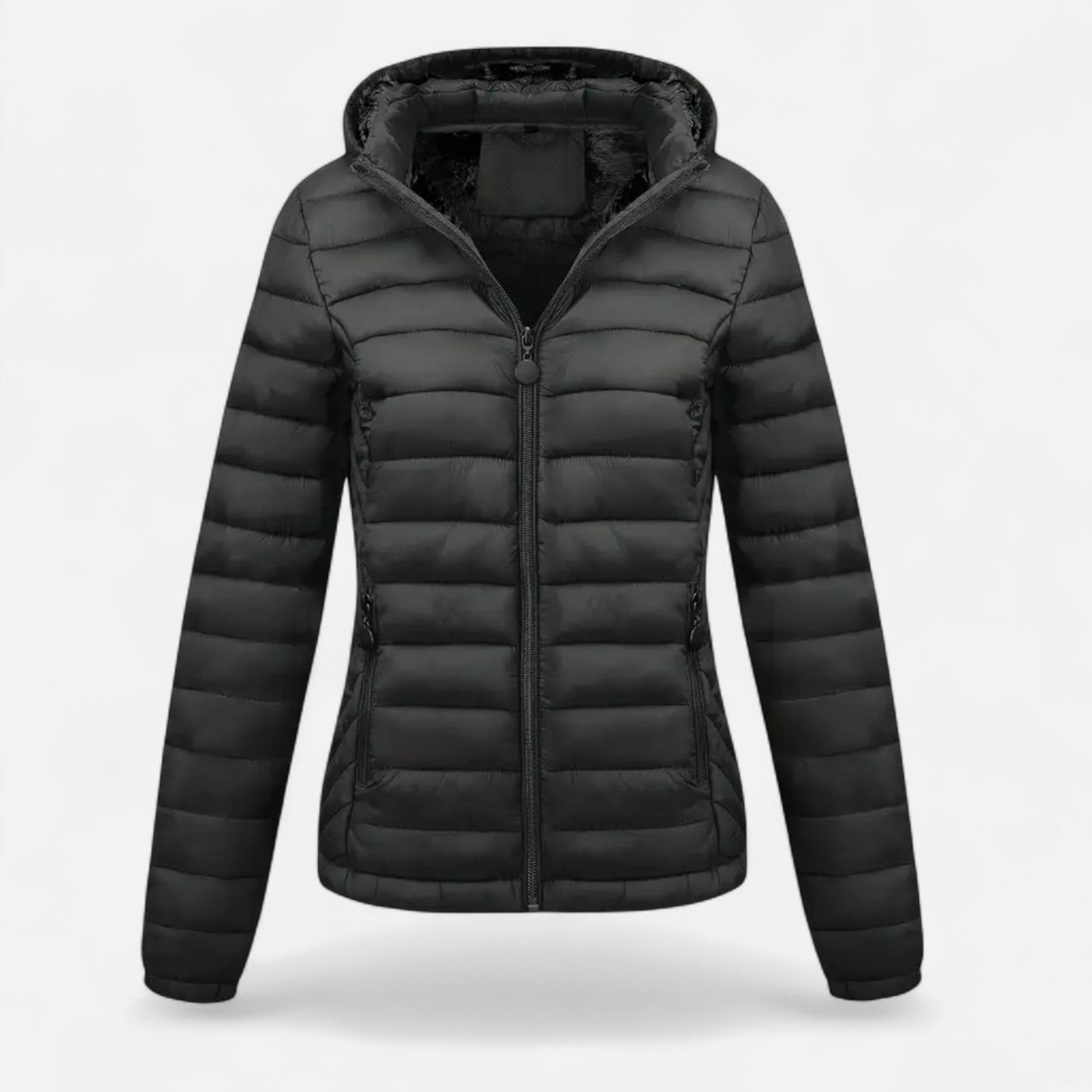 Veste d'hiver doublée noire pour femme - LuxeStyle