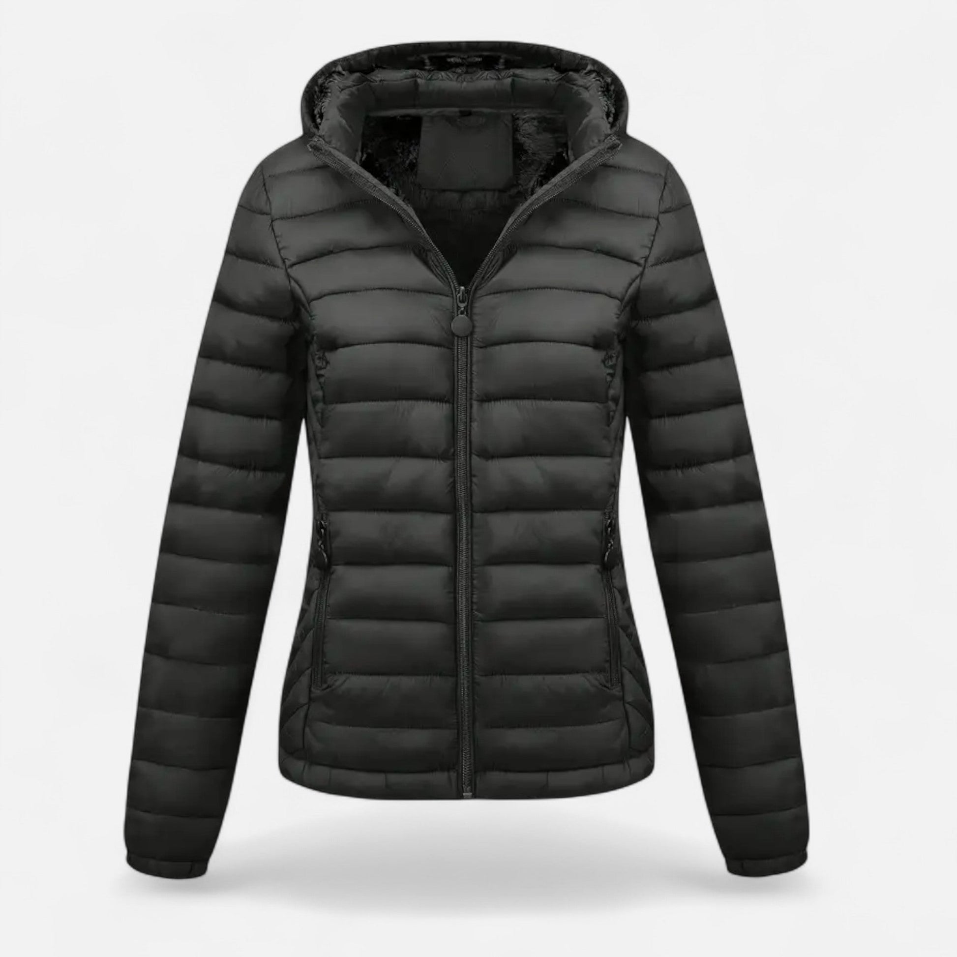 Veste d'hiver doublée noire pour femme - LuxeStyle