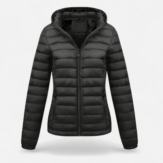Veste d'hiver doublée noire pour femme - LuxeStyle