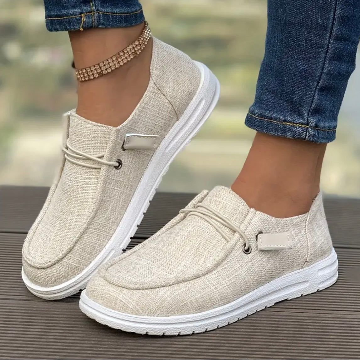 Chaussures décontractées femme toile blanche légère
