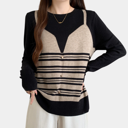 GLORIA - Pull Tricot À Rayures Moderne pour Femmes