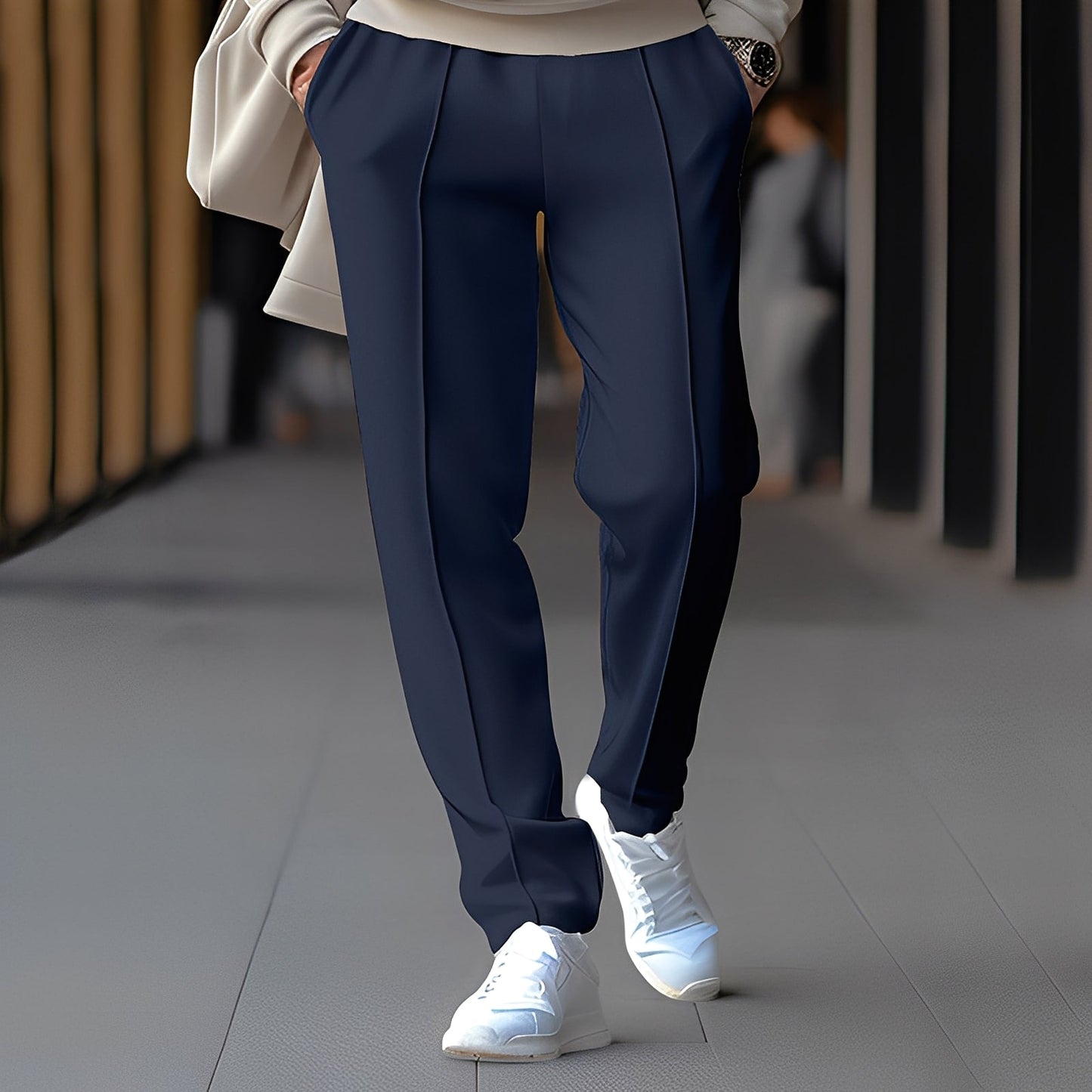 Pantalon Homme Élégant Taille Droite pour Travail Quotidien