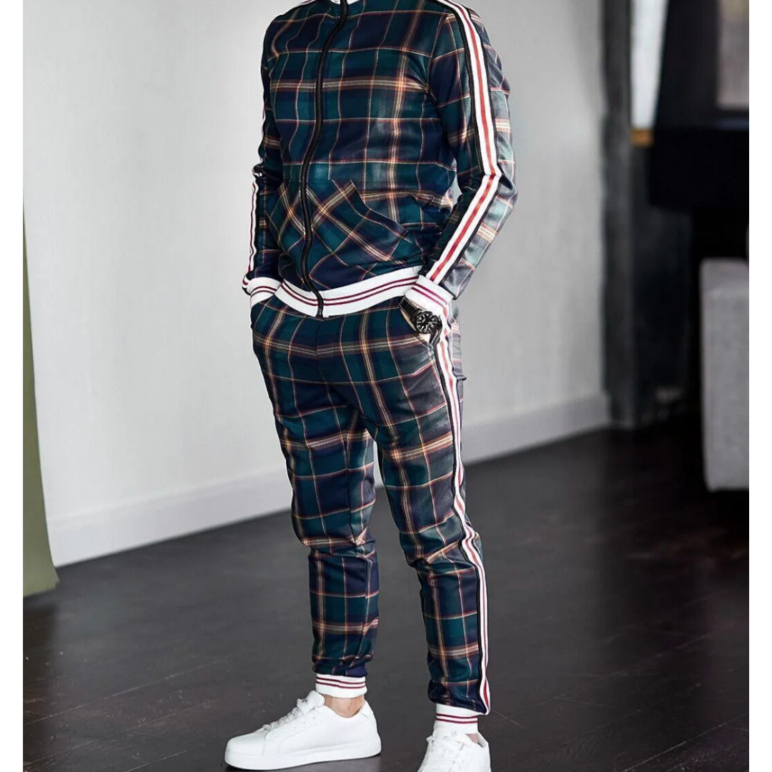 Costume de Sport à Carreaux Élastique pour Homme - LuxeStyle