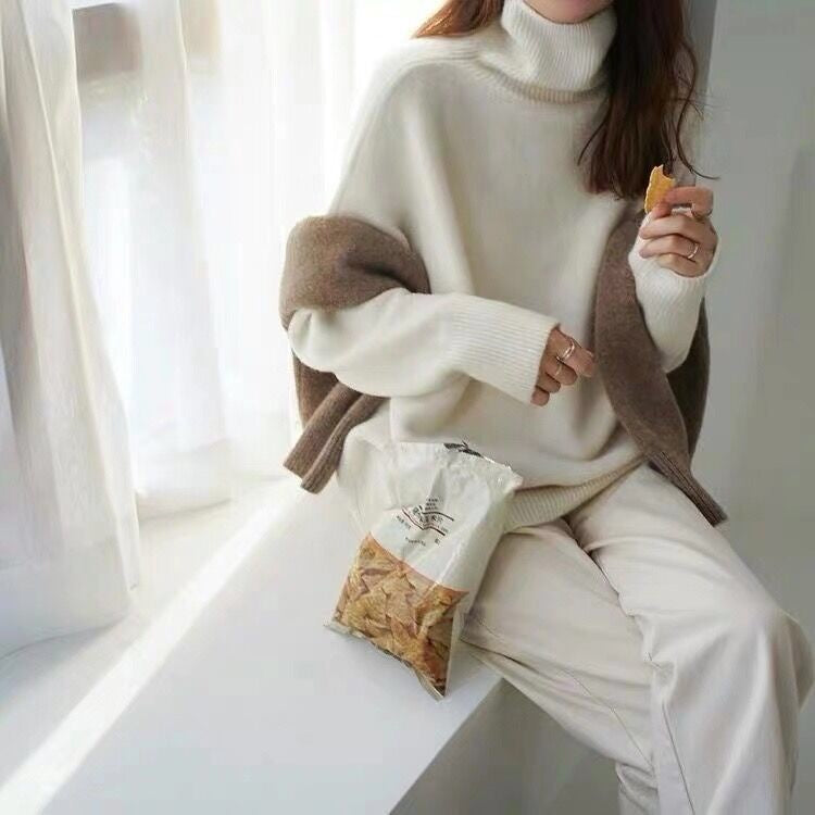 Pull Femme Laine Douce Col Roulé