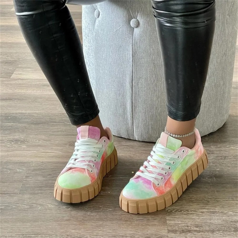 Baskets Confortables pour Femme avec Lacets et Semelle Souple