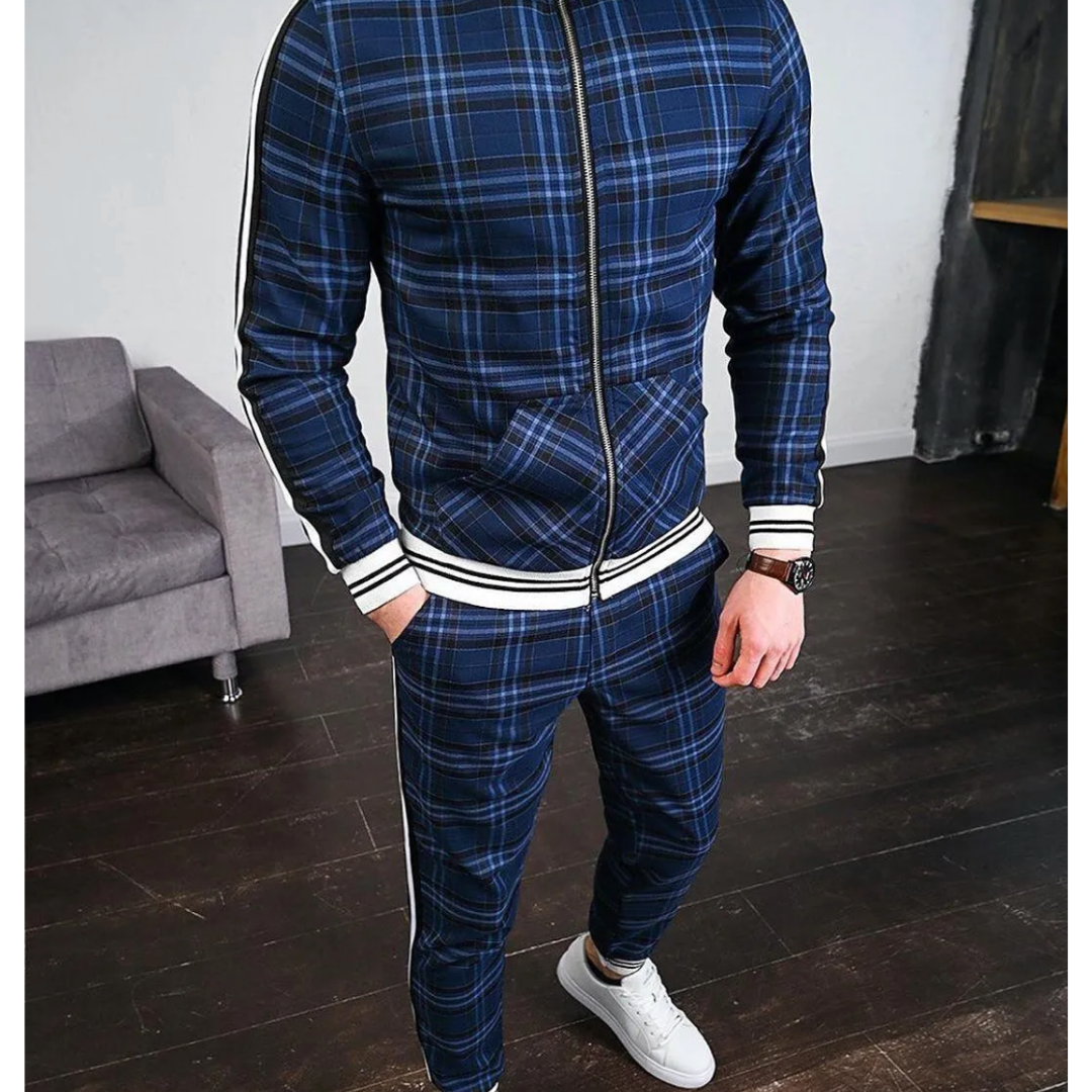 Costume de Sport à Carreaux Élastique pour Homme