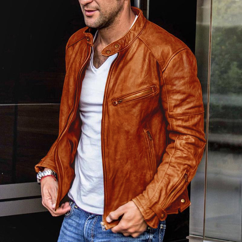 Veste cuir synthétique homme vintage élégant