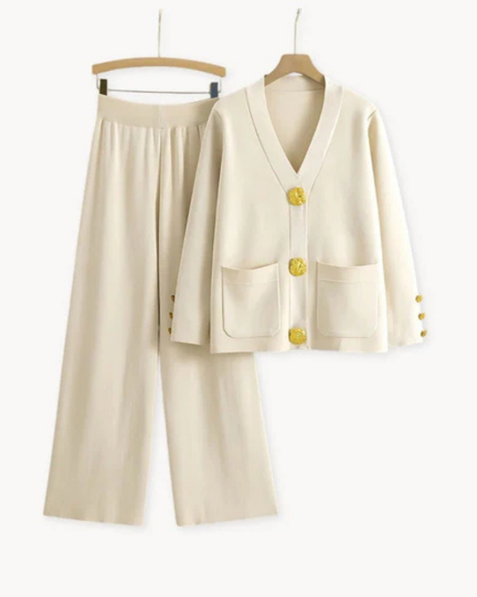 Costume Femme Beige Brodé - LuxeStyle