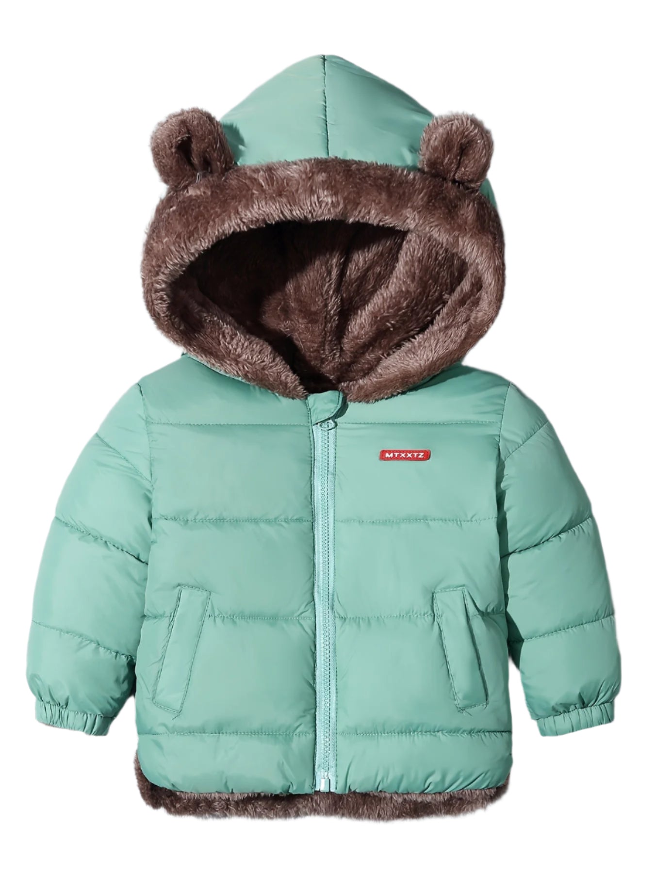 Veste Enfant à Capuche Ours Doublée Fourrure Noire