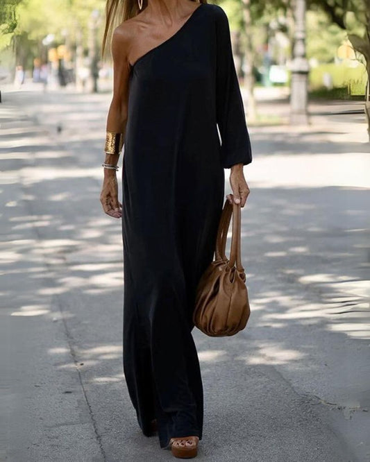 Robe Boho Chic Femme – Épaule Décalée & Tissu Doux Anti-Plis - LuxeStyle