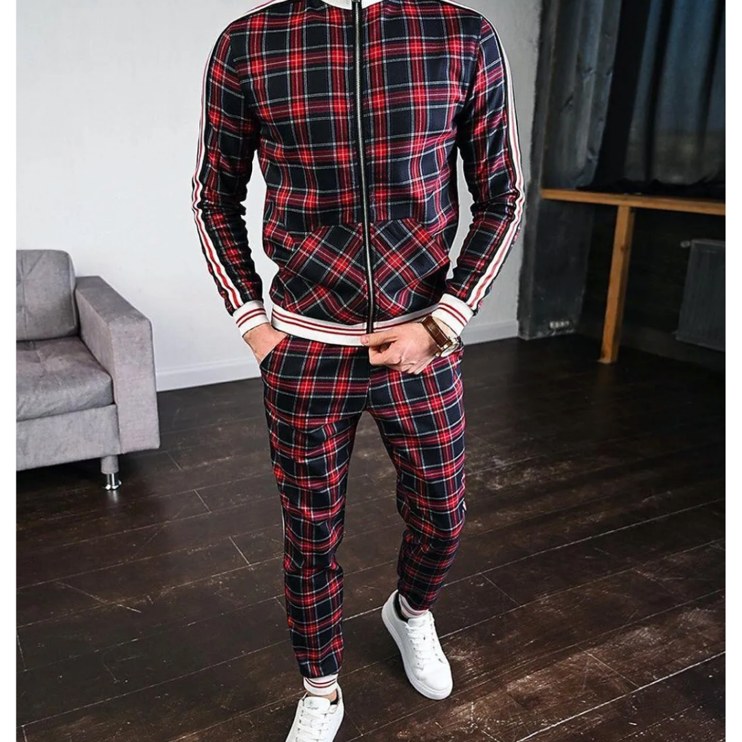 Costume de Sport à Carreaux Élastique pour Homme