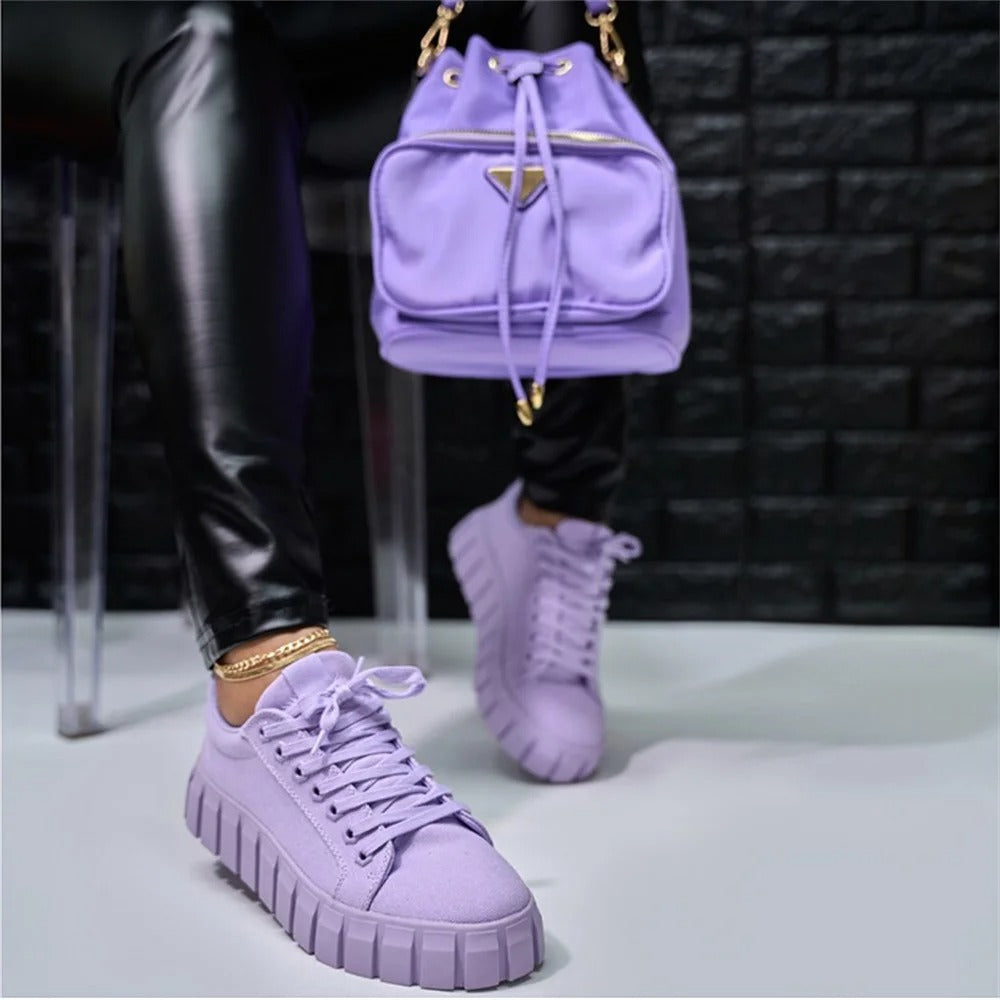Baskets Confortables pour Femme avec Lacets et Semelle Souple