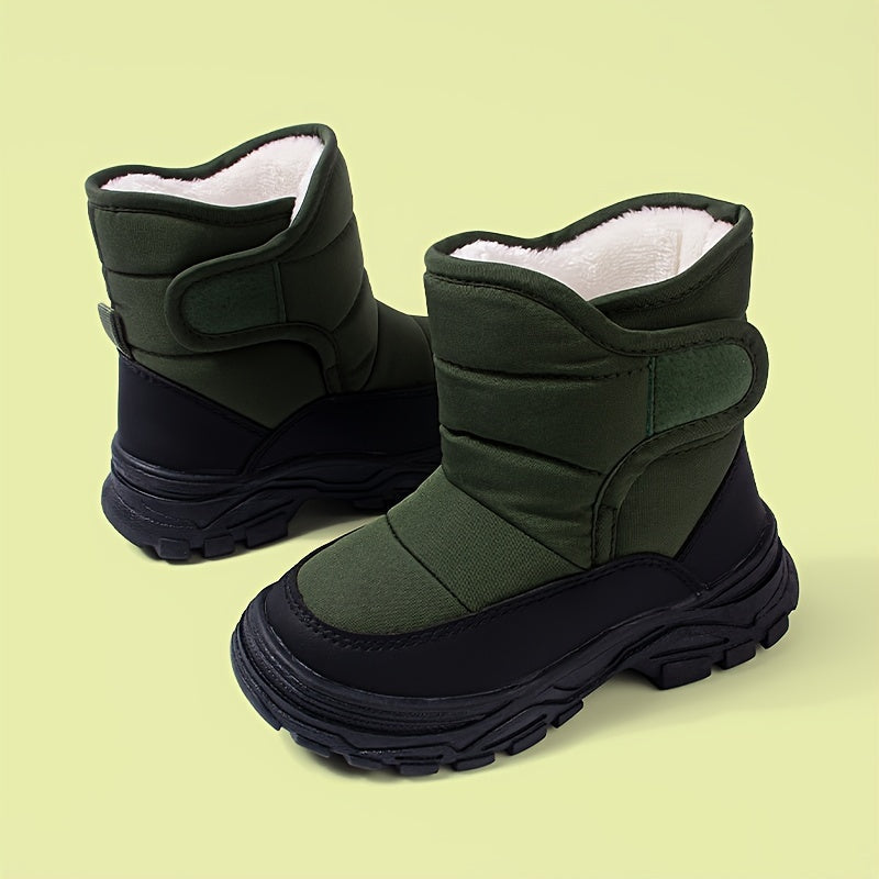 Bottes Enfants Hiver Neige Fourrure Vert Foncé
