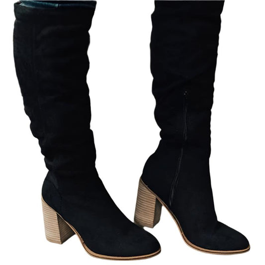 Bottes mode mi-mollet avec fermeture éclair et look décontracté - LuxeStyle