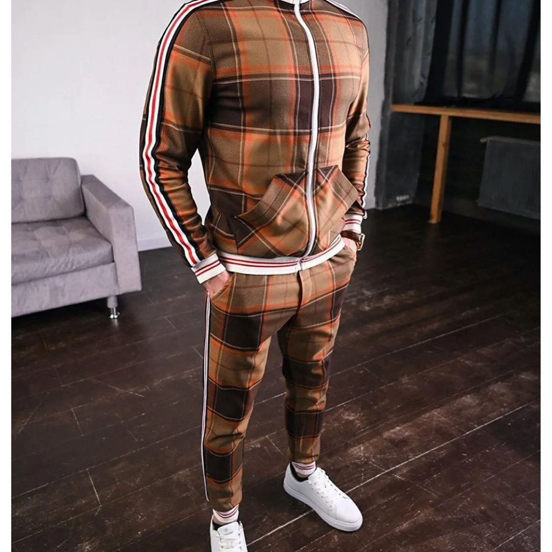 Costume de Sport à Carreaux Élastique pour Homme
