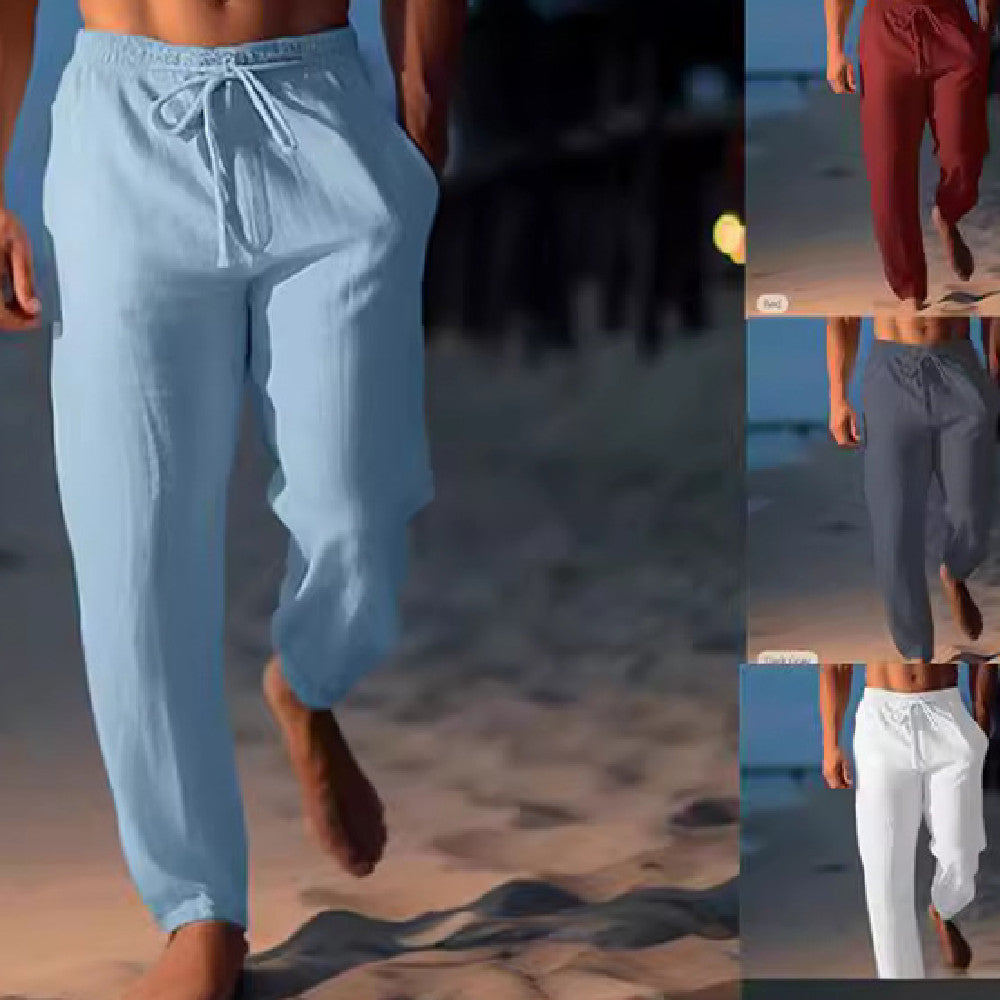 Pantalon Homme Plage Lin Clair Décontracté - LuxeStyle