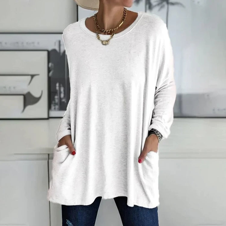 Pull Femme Chaud en Laine avec Manches Longues et Poches