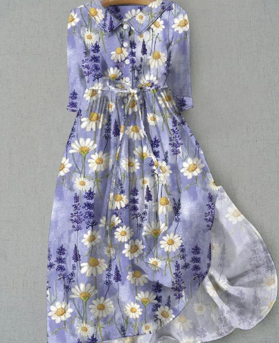 Robe Floral Élégante à Manches Longues pour Femmes