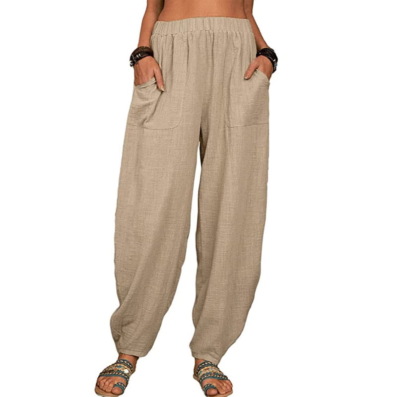 Pantalon Lin Femme Élégant avec Poches