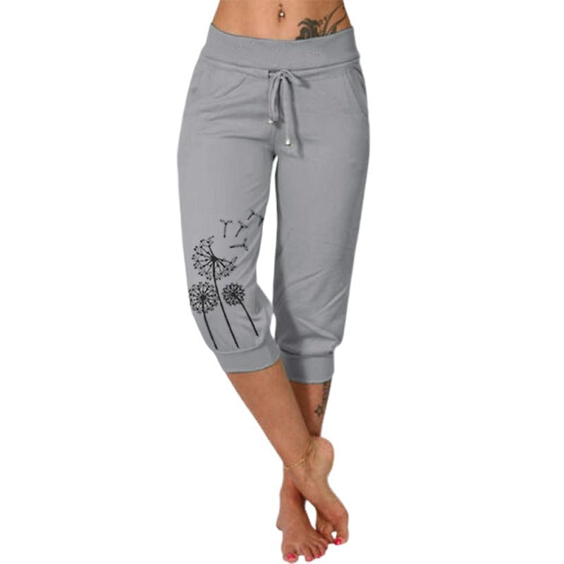 Pantalon de sport femme imprimé fleuri, 7/8, couleur vives