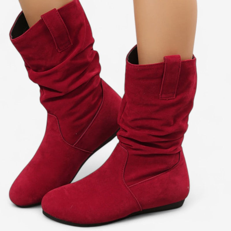 Bottines Femmes à Talon Plat et Bout Arrondi