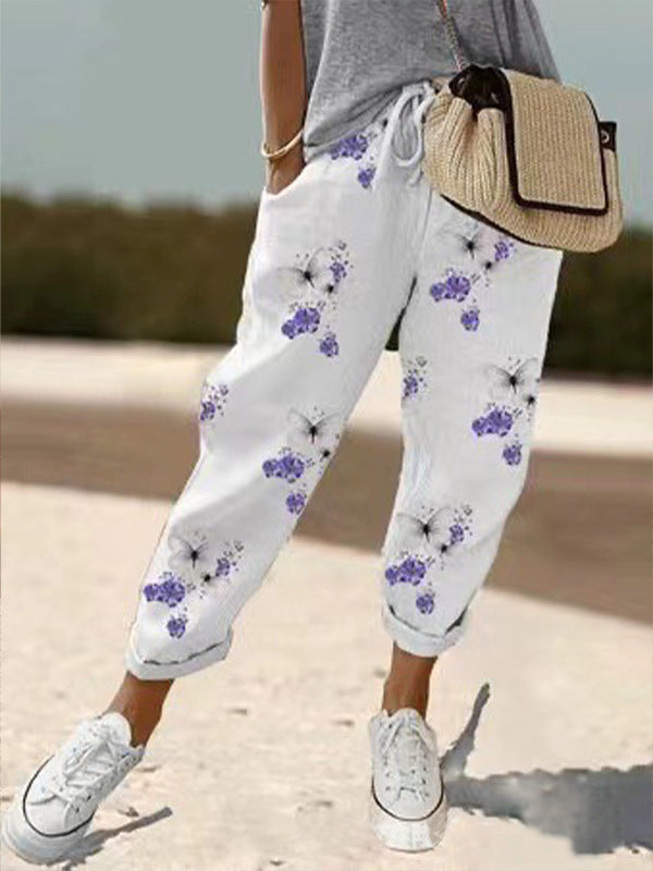 Pantalon décontracté rayé coloré femme