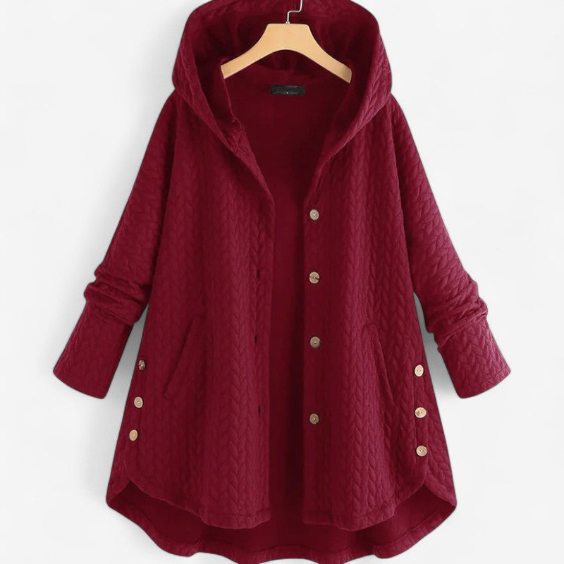 Veste mi-longue décontractée avec capuche et poches pratiques