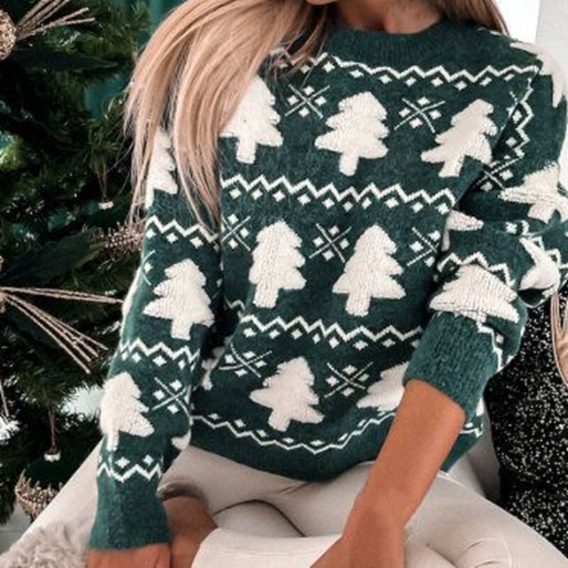 Pull Festif Rouge avec Motif de Noël pour Femme